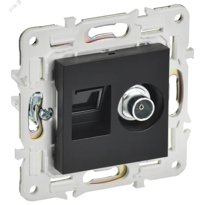SKANDY Розетка двойная TV+RJ45 кат.6E SK-A15Bl черный IEK