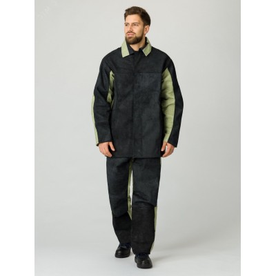 Костюм сварщика комбинированный 2 кл.защиты (тк.Брезент,550/Спилок S=2,3), черный/бежевый, 68-70  182-188