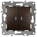12-1105-13 ЭРА Выключатель двойной с подсветкой, 10АХ-250В, IP20, Эра12, бронза (10/100/3200)