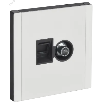 FORTE&PIANO Розетка двойная TV+RJ45 кат.6 FP237M металл белый IEK