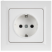 BRITE Розетка 1-местная с заземлением с защитными шторками 16А в сборе РСР14-1-0-БрАБ арктический белый IEK