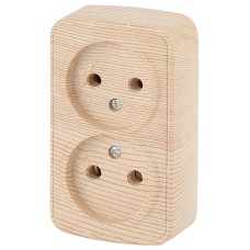 3-203-11 Intro Розетка 2х2P, 16А-250В, IP20, ОУ, Polo, сосна (16/320/3840)