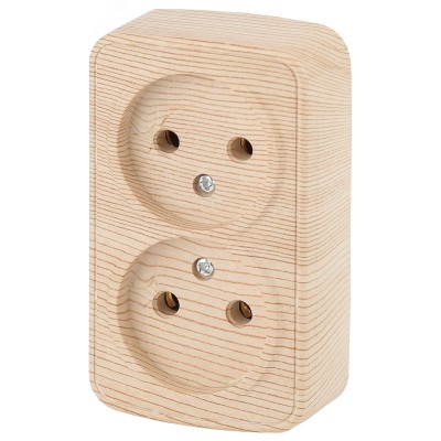 3-203-11 Intro Розетка 2х2P, 16А-250В, IP20, ОУ, Polo, сосна (16/320/3840)