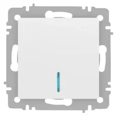Выключатель Intro Accent 6-102-01М с подсветкой, 10А-250В, IP20, СУ, AL/CU, белый матовый