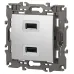14-4110-03 ЭРА Устройство зарядное USB, 230В/5В-2100мА, IP20, Эра Elegance, алюминий (6/60/1920)