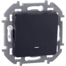 Выключатель 1-клавишный с подсветкой/индикацией 10АХ безвинтовое крепление антрацит INSPIRIA