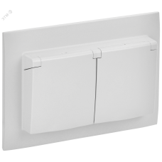 SKANDY Розетка 2-местная и крышкой 16А в сборе IP44 SK-R12W арктический белый IEK