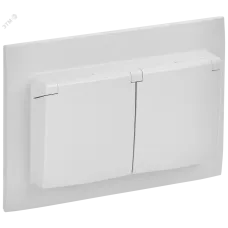 SKANDY Розетка 2-местная и крышкой 16А в сборе IP44 SK-R12W арктический белый IEK