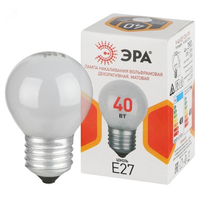 Лампа накаливания P-40-E27-230-FR 40Вт 230В шар матовый цветная коробка Е27