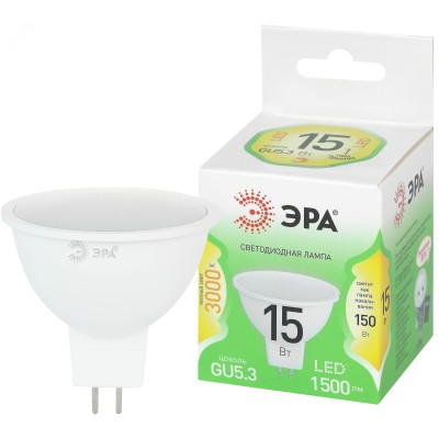 Лампа светодиодная LED 15Вт 1500Лм 3000К софит MR16 GU5.3 теплый свет GREEN LINE
