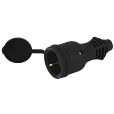 Розетка ЭРА RX11-B-IP44 каучуковая c заземлением 16А IP44 прямая черная