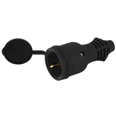 Розетка ЭРА RX11-B-IP44 каучуковая c заземлением 16А IP44 прямая черная