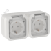 TORS Розетка 2-местная горизонтальная 16А IP55 TS322 белый IEK
