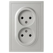 Розетка скрытого монтажа в рамку без заземления двойная 2X2P 16А-250В IP20 алюминий 15-2107-03 Galaxy