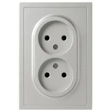 Розетка скрытого монтажа в рамку без заземления двойная 2X2P 16А-250В IP20 алюминий 15-2107-03 Galaxy