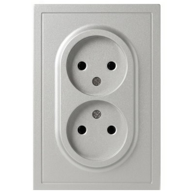 Розетка скрытого монтажа в рамку без заземления двойная 2X2P 16А-250В IP20 алюминий 15-2107-03 Galaxy