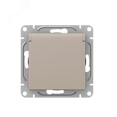 Механизм розетки  16А  IP44  с заземлением  со шторками  c крышкой  кремовый Эпика EKF