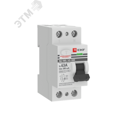 Устройство защитного отключения ВД-100 (S) 2P 63А 300мА тип АС эл-мех 6кА EKF PROxima