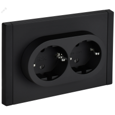 FORTE&PIANO Розетка 2-местная с заземлением без защитных шторок безвинтовое крепление 16А FP124M металл черный IEK