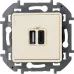 Зарядное устройство USB А+С 3000мА 5Вслоновая кость INSPIRIA