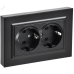 BRITE Розетка 2-местная с заземлением без защитных шторок плоская 16А в сборе РСПл12-3-БрЧ черный IEK