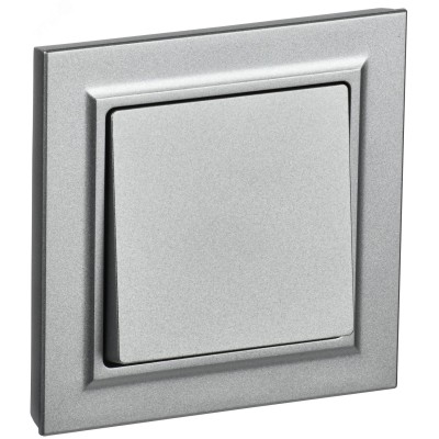 BRITE Выключатель одноклавишный 10А в сборе ВСР10-1-0-БрА алюминий IEK