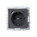 BRITE Розетка с заземлением с защитными шторками 16А с USB A+C 18Вт РЮш11-1-БрГ графит