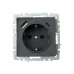 BRITE Розетка с заземлением с защитными шторками 16А с USB A+C 18Вт РЮш11-1-БрГ графит