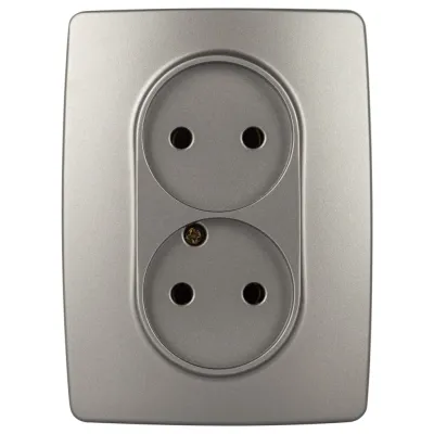 Розетка ЭРА Серия 12 12-2107-16 , 2X2P, 16А-250В, титан