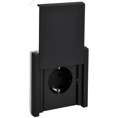 FORTE&PIANO Розетка 1-местная с заземлением с защитными шторками и крышкой винтовое крепление 16А IP44 FP121M металл черный IEK