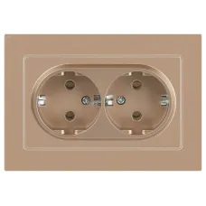 Розетка Intro Accent 6-205-04 2X2P+E Schuko, 16А-250В, IP20, СУ, AL/CU, шампань
