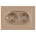 Розетка Intro Accent 6-205-04 2X2P+E Schuko, 16А-250В, IP20, СУ, AL/CU, шампань