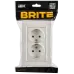 BRITE Розетка 2-местная с заземлением без защитных шторок плоская 16А в сборе РСПл12-3-БрЖ жемчуг IEK