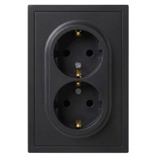 Розетка скрытого монтажа в рамку с заземлением двойная 2X2P+E Schuko 16А-250В IP20 антрацит 15-2104-05 Galaxy