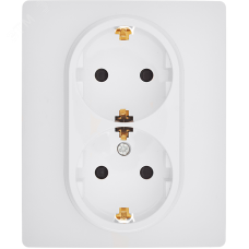 Розетка 2-местная с заземлением с защитными шторками 16А в сборе белый INSPIRIA