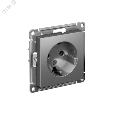 Розетка ATLASDESIGN с заземлением 16А механизм сталь