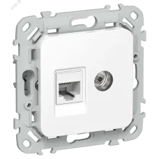 FLITE Розетка 2-местная RJ45/TV категория 5Е UTP РКТВ5е-2-0-ФлБ белый IEK