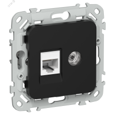 FLITE Розетка 2-местная RJ45/TV категория 5Е UTP РКТВ5е-2-0-ФлЧ черный IEK