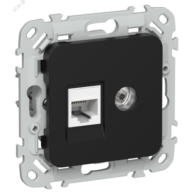 FLITE Розетка 2-местная RJ45/TV категория 5Е UTP РКТВ5е-2-0-ФлЧ черный IEK