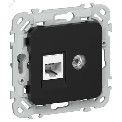 FLITE Розетка 2-местная RJ45/TV категория 5Е UTP РКТВ5е-2-0-ФлЧ черный IEK