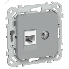 FLITE Розетка 2-местная RJ45/TV категория 5Е UTP РКТВ5е-2-0-ФлС серый IEK