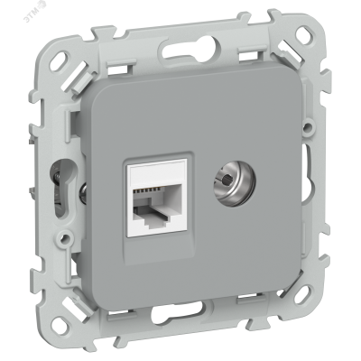 FLITE Розетка 2-местная RJ45/TV категория 5Е UTP РКТВ5е-2-0-ФлС серый IEK