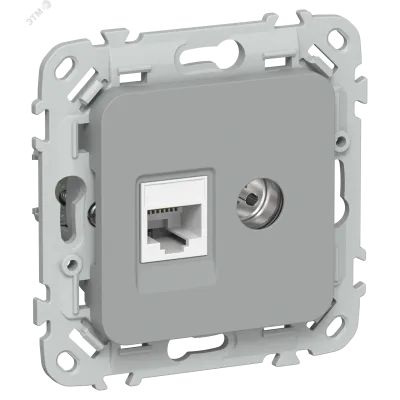 FLITE Розетка 2-местная RJ45/TV категория 5Е UTP РКТВ5е-2-0-ФлС серый IEK