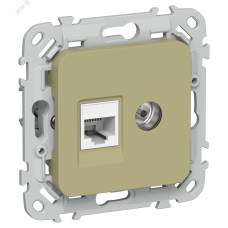 FLITE Розетка 2-местная RJ45/TV категория 5Е UTP РКТВ5е-2-0-ФлО оливковый IEK