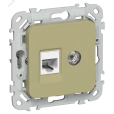 FLITE Розетка 2-местная RJ45/TV категория 5Е UTP РКТВ5е-2-0-ФлО оливковый IEK
