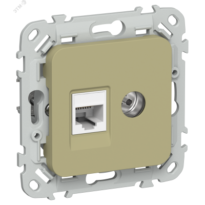 FLITE Розетка 2-местная RJ45/TV категория 5Е UTP РКТВ5е-2-0-ФлО оливковый IEK