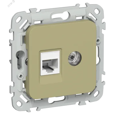 FLITE Розетка 2-местная RJ45/TV категория 5Е UTP РКТВ5е-2-0-ФлО оливковый IEK