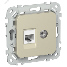 FLITE Розетка 2-местная RJ45/TV категория 5Е UTP РКТВ5е-2-0-ФлШ шампань IEK