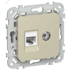 FLITE Розетка 2-местная RJ45/TV категория 5Е UTP РКТВ5е-2-0-ФлШ шампань IEK