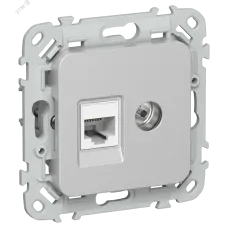 FLITE Розетка 2-местная RJ45/TV категория 5Е UTP РКТВ5е-2-0-ФлА алюминий IEK